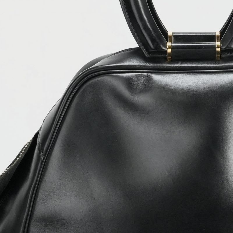 Hermes Bag Tote Box Calf Noir Black Gold Hardware Handbag Vintage Antique — view 4