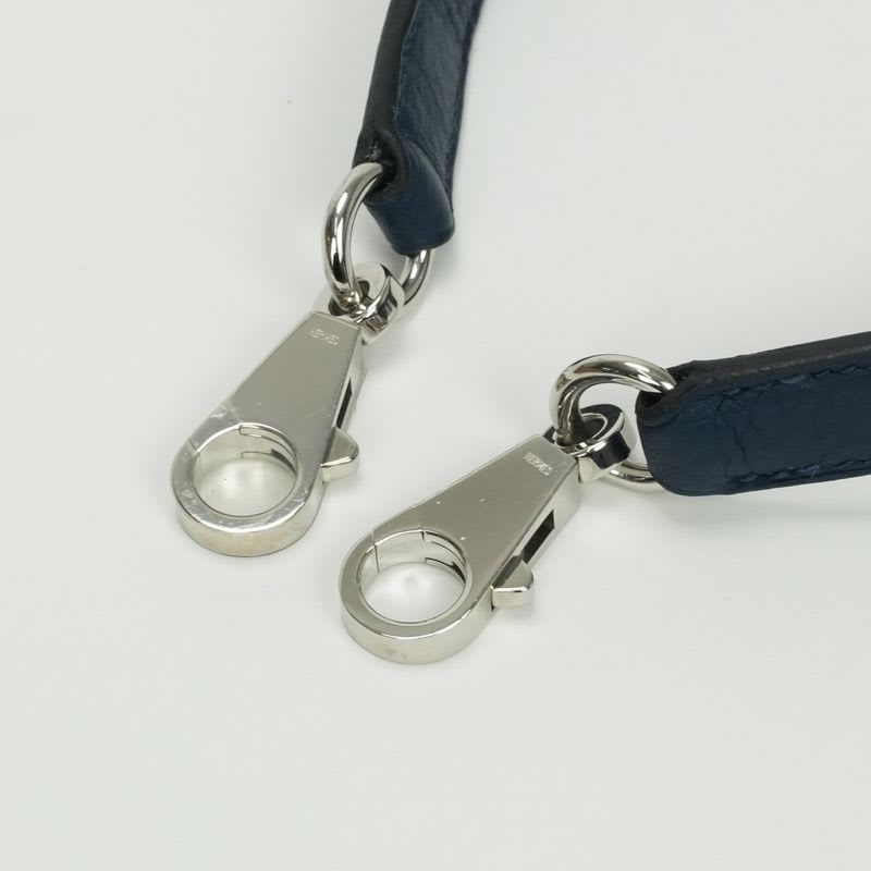 Hermes Shoulder Strap Togo Bleu Obscur Navy Blue Silver — view 3