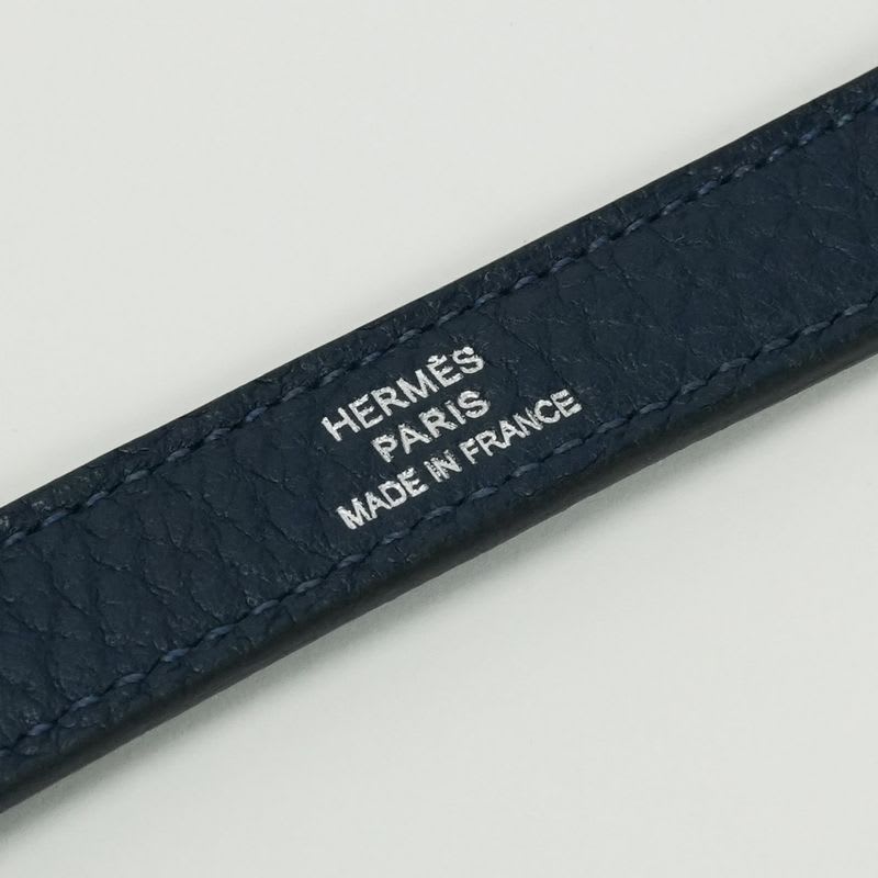 Hermes Shoulder Strap Togo Bleu Obscur Navy Blue Silver — view 4