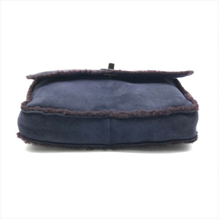 Chanel CC Logo Turnlock Mouton Hand Clutch Navy — view 4