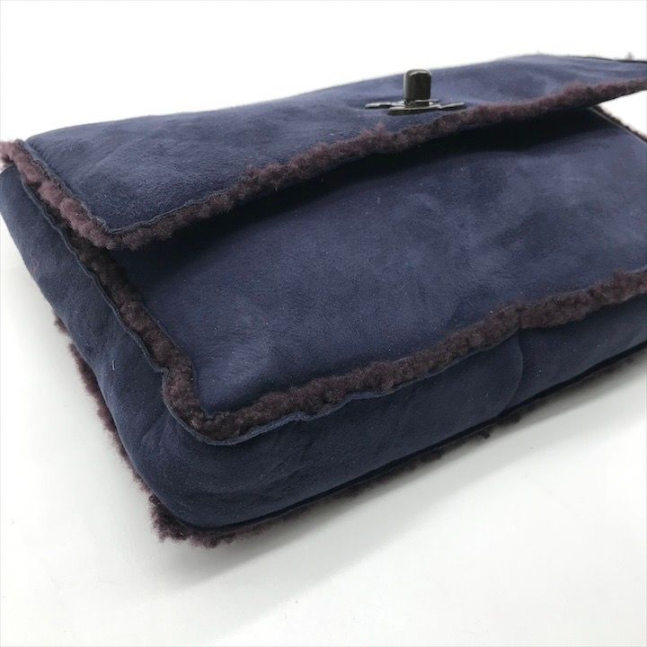 Chanel CC Logo Turnlock Mouton Hand Clutch Navy — view 6