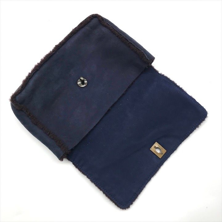 Chanel CC Logo Turnlock Mouton Hand Clutch Navy — view 7