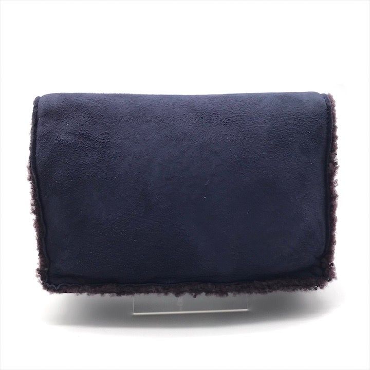 Chanel CC Logo Turnlock Mouton Hand Clutch Navy — view 2