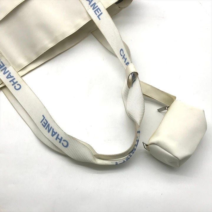 Chanel Sports Line Nylon Pouch Logo Tote White — view 7