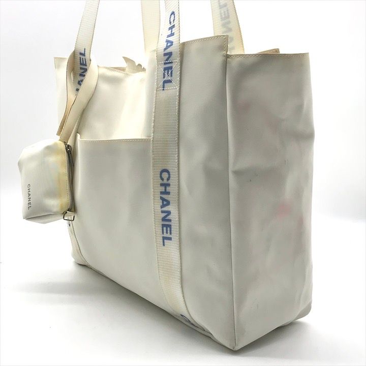 Chanel Sports Line Nylon Pouch Logo Tote White — view 2