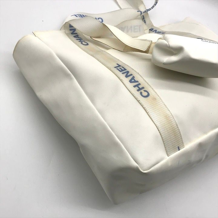 Chanel Sports Line Nylon Pouch Logo Tote White — view 5