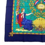 Hermes Scarf Carre 90 in Commemoration Of The French Revolution Silk Blue — view 4