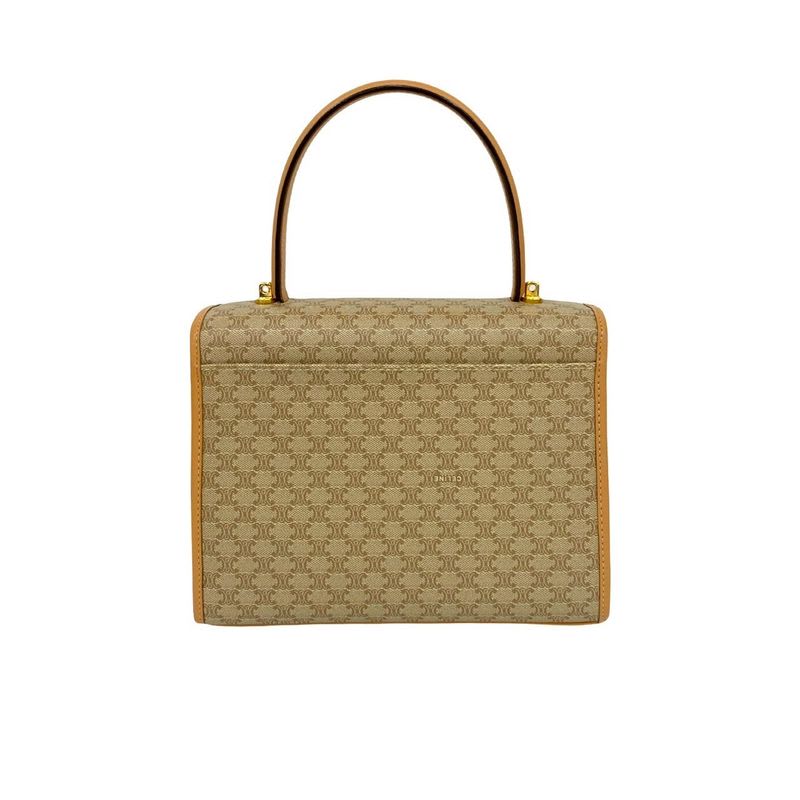 Celine Vintage Macadam Pattern Circle Logo Leather 2-Way Handbag