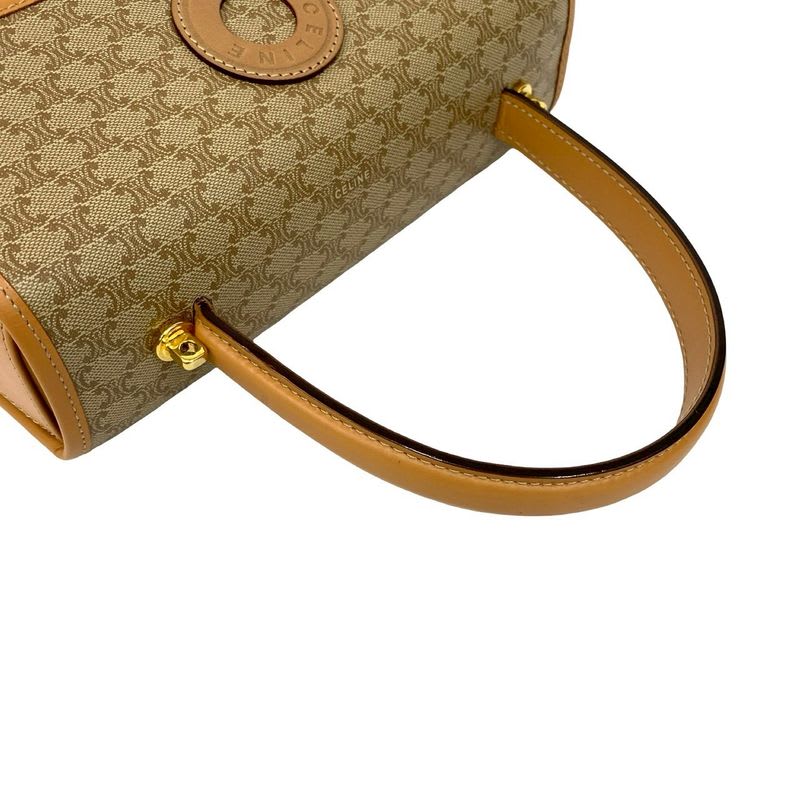 Celine Vintage Macadam Pattern Circle Logo Leather 2-Way Handbag
