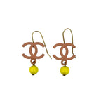 Chanel Swing Earrings Yellow Ball Coco Mark Alloy Plastic 03S — view 5