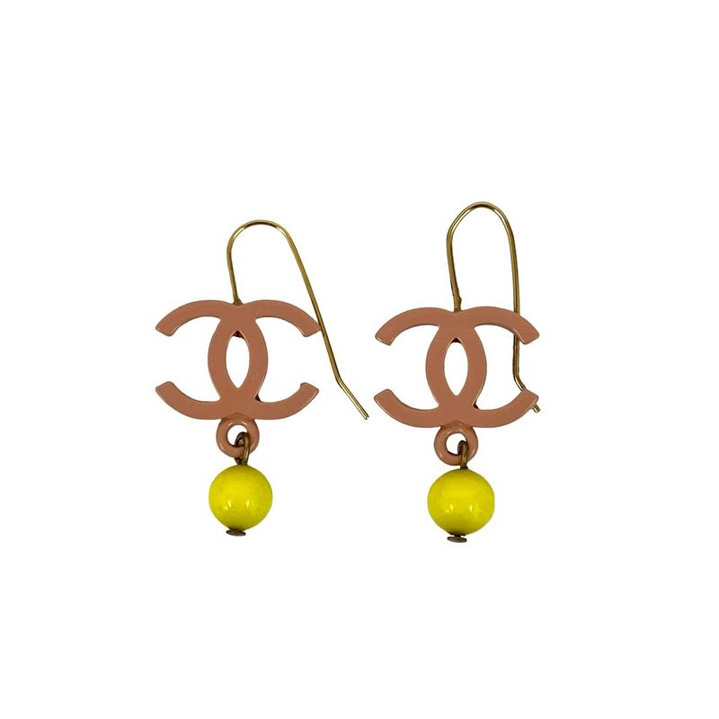 Chanel Swing Earrings Yellow Ball Coco Mark Alloy Plastic 03S — view 5