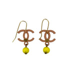 Chanel Swing Earrings Yellow Ball Coco Mark Alloy Plastic 03S — view 8