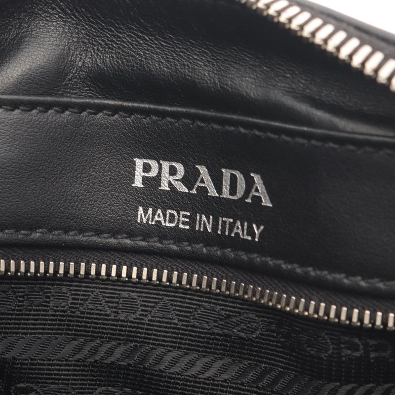 Prada Shoulder Bag Black Leather Banana Print Crossbody — view 4