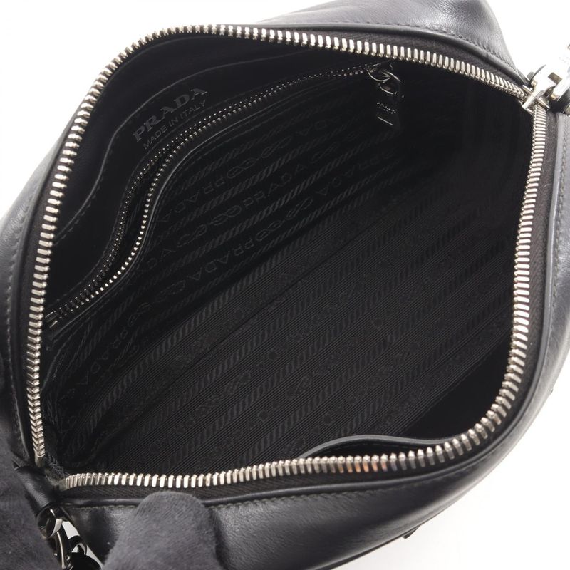 Prada Shoulder Bag Black Leather Banana Print Crossbody — view 3