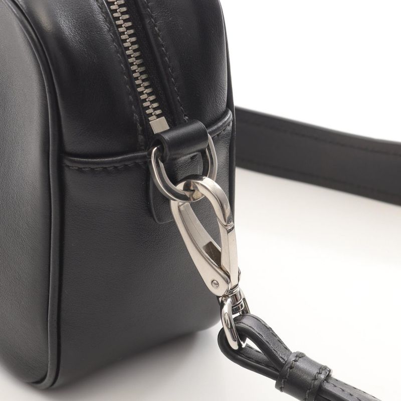 Prada Shoulder Bag Black Leather Banana Print Crossbody — view 7