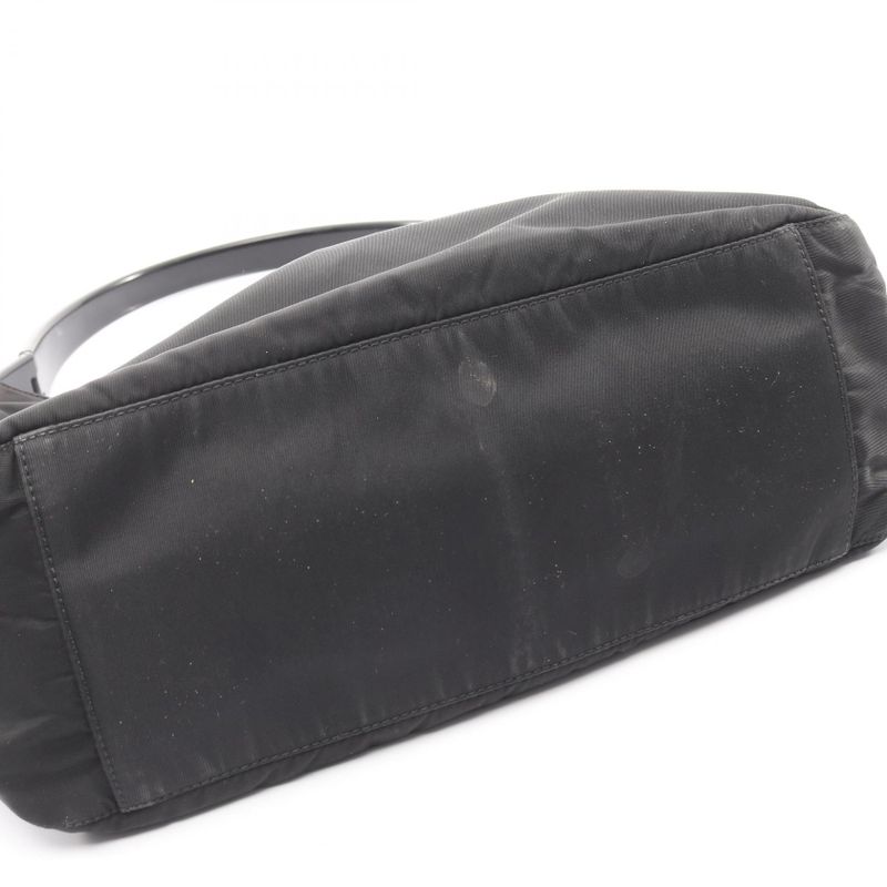 Prada Shoulder Bag Plastic Handle Black Nylon Handbag — view 7