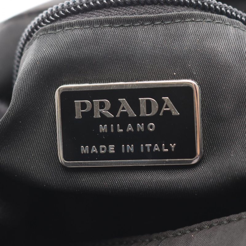 Prada Shoulder Bag Plastic Handle Black Nylon Handbag — view 4