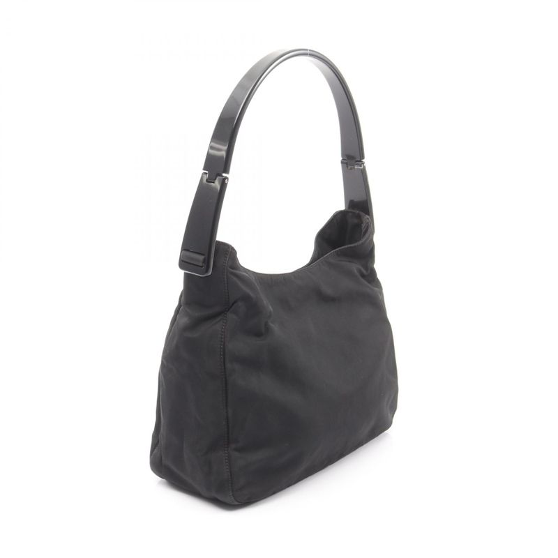 Prada Shoulder Bag Plastic Handle Black Nylon Handbag — view 2