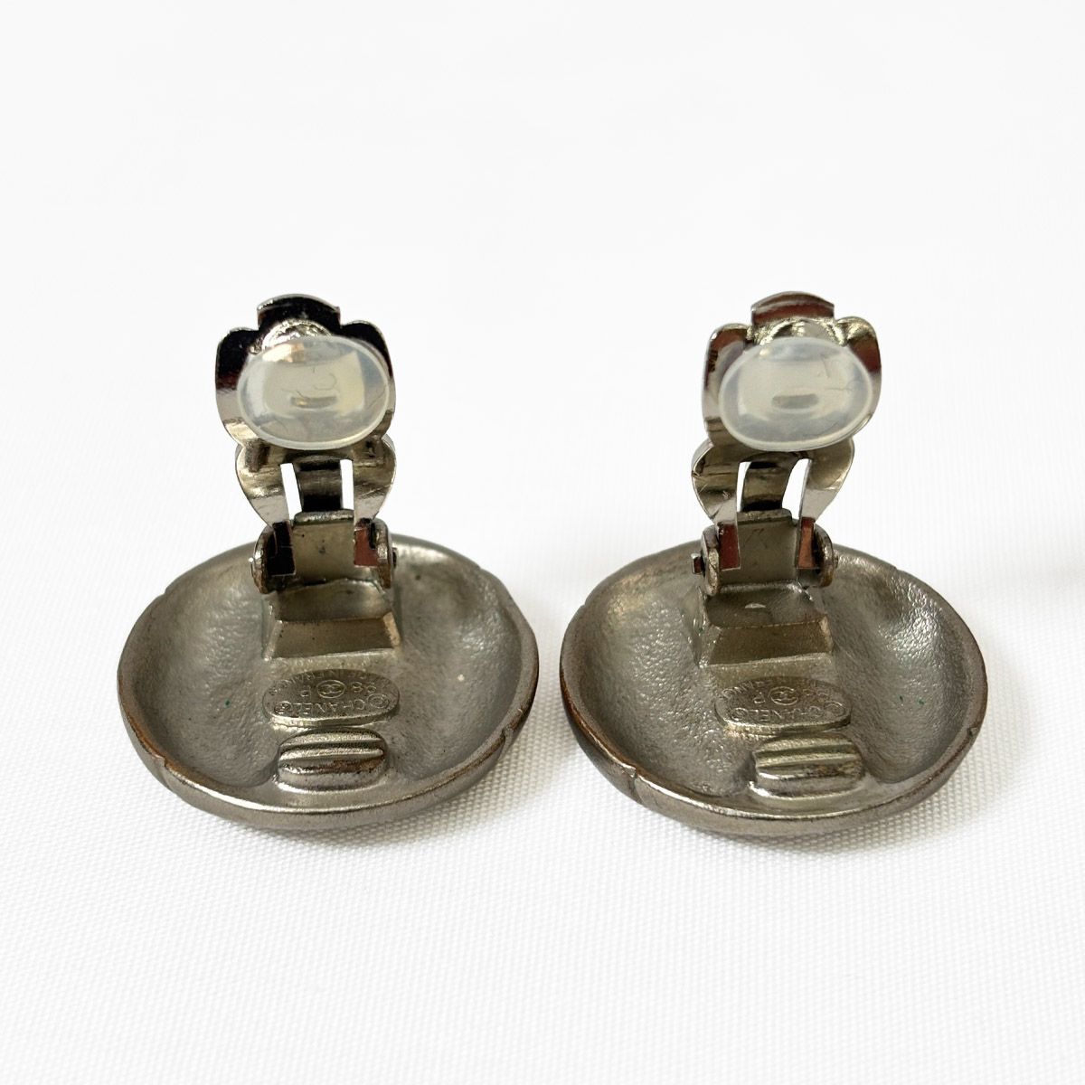 Chanel CC Logo Earrings Metal Silver — view 7