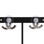 Chanel V Rhinestone Coco Mark Earrings Silver Color — view 3