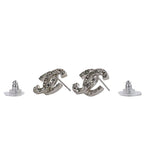 Chanel V Rhinestone Coco Mark Earrings Silver Color — view 8