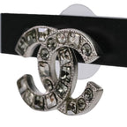 Chanel V Rhinestone Coco Mark Earrings Silver Color — view 4