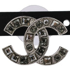 Chanel V Rhinestone Coco Mark Earrings Silver Color — view 7