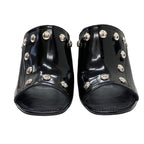 Louis Vuitton Sandals Mule Silhouette Line Monogram Studs Leather Black Silver — view 2