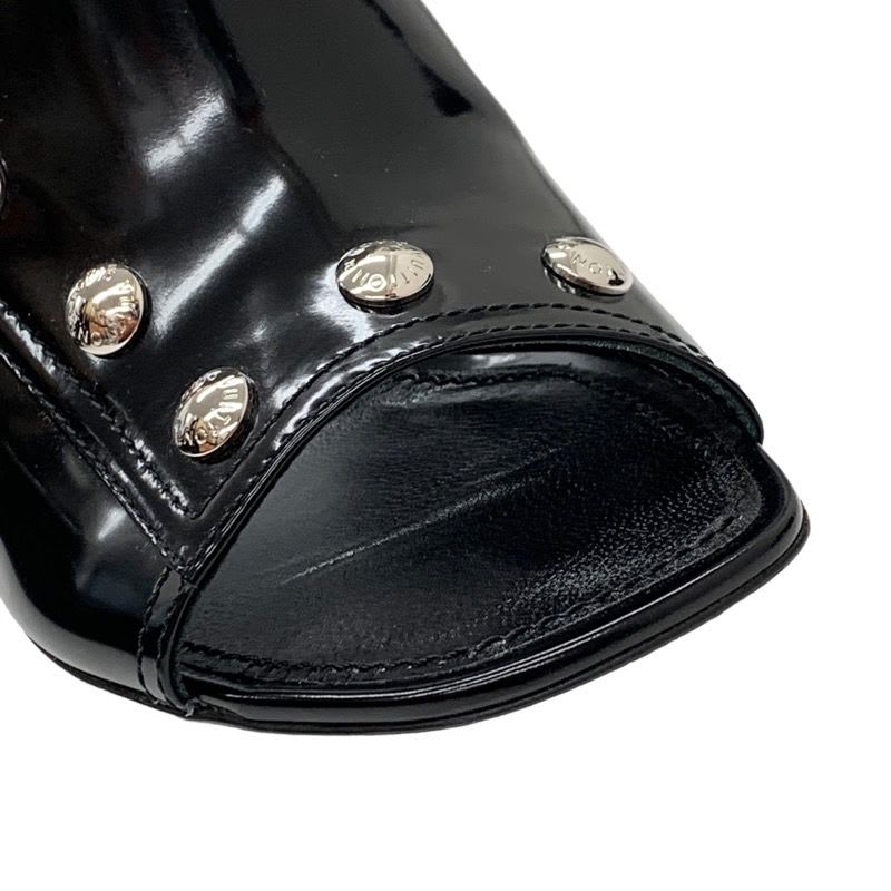 Louis Vuitton Sandals Mule Silhouette Line Monogram Studs Leather Black Silver — view 9