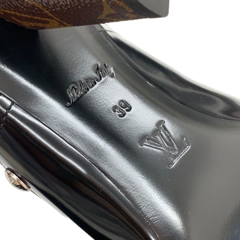 Louis Vuitton Sandals Mule Silhouette Line Monogram Studs Leather Black Silver — view 8
