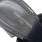 Louis Vuitton Sandals Mule Silhouette Line Monogram Studs Leather Black Silver — view 7