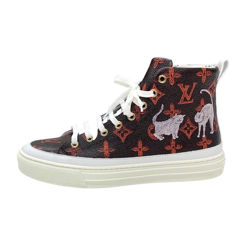 Louis Vuitton Sneakers Stellar Line Monogram Cat High Cut Leather Brown — view 3