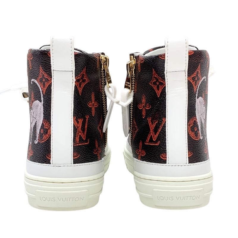 Louis Vuitton Sneakers Stellar Line Monogram Cat High Cut Leather Brown — view 5