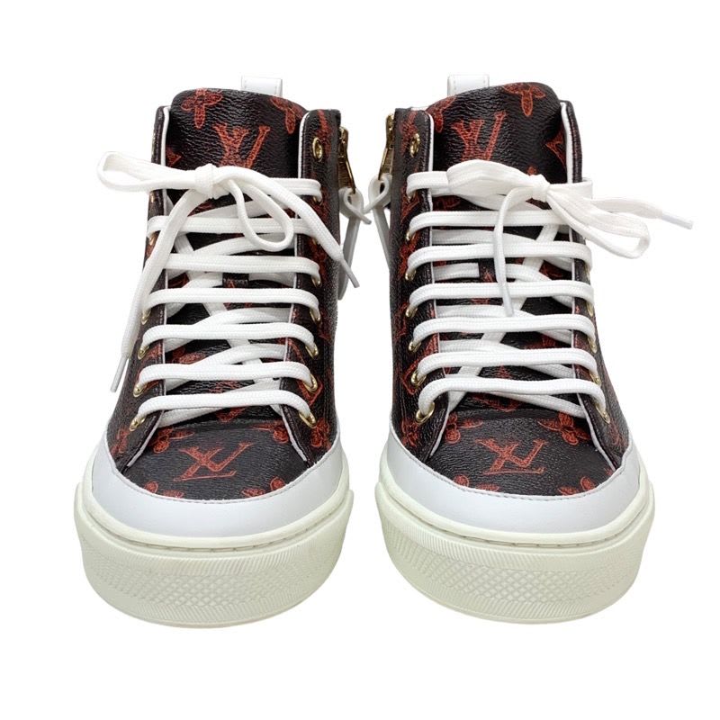 Louis Vuitton Sneakers Stellar Line Monogram Cat High Cut Leather Brown — view 2
