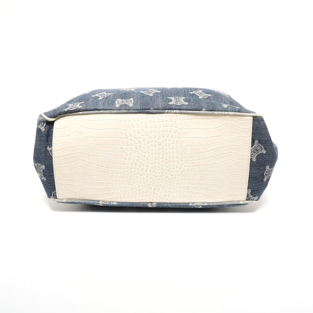 Celine Handbag Denim Embossed Leather Boogie Macadam — view 8