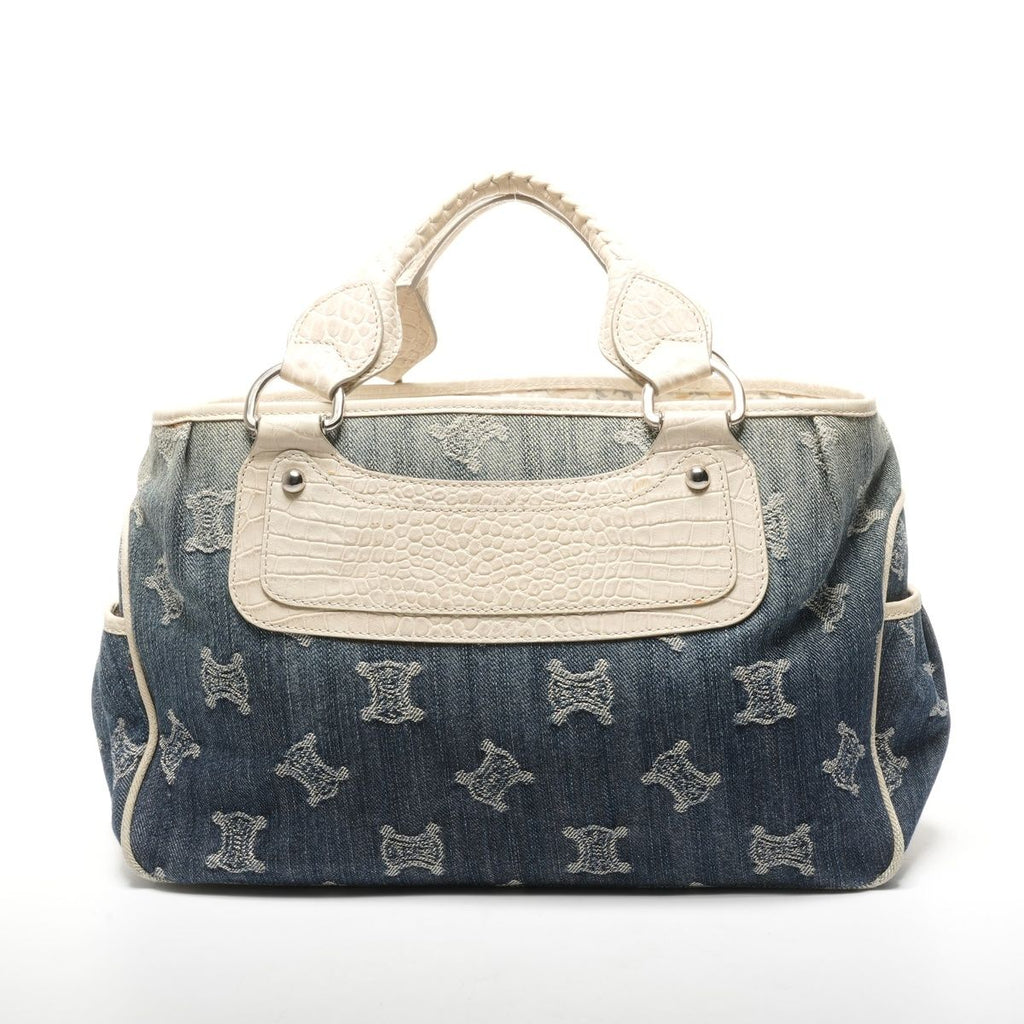 Celine Handbag Denim Embossed Leather Boogie Macadam — view 2