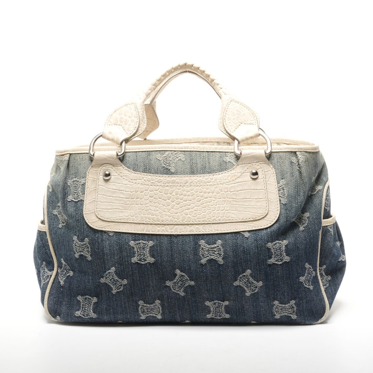 Celine Handbag Denim Embossed Leather Boogie Macadam — view 2