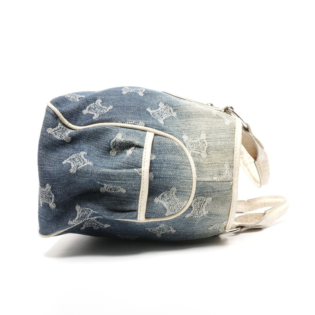 Celine Handbag Denim Embossed Leather Boogie Macadam — view 5