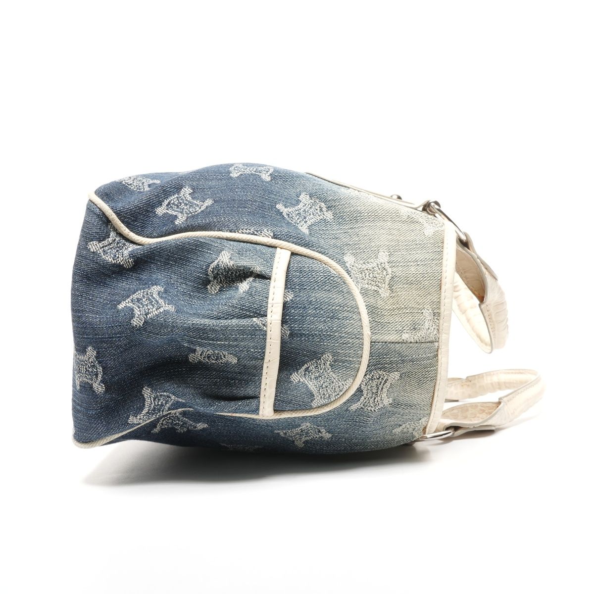 Celine Handbag Denim Embossed Leather Boogie Macadam — view 5