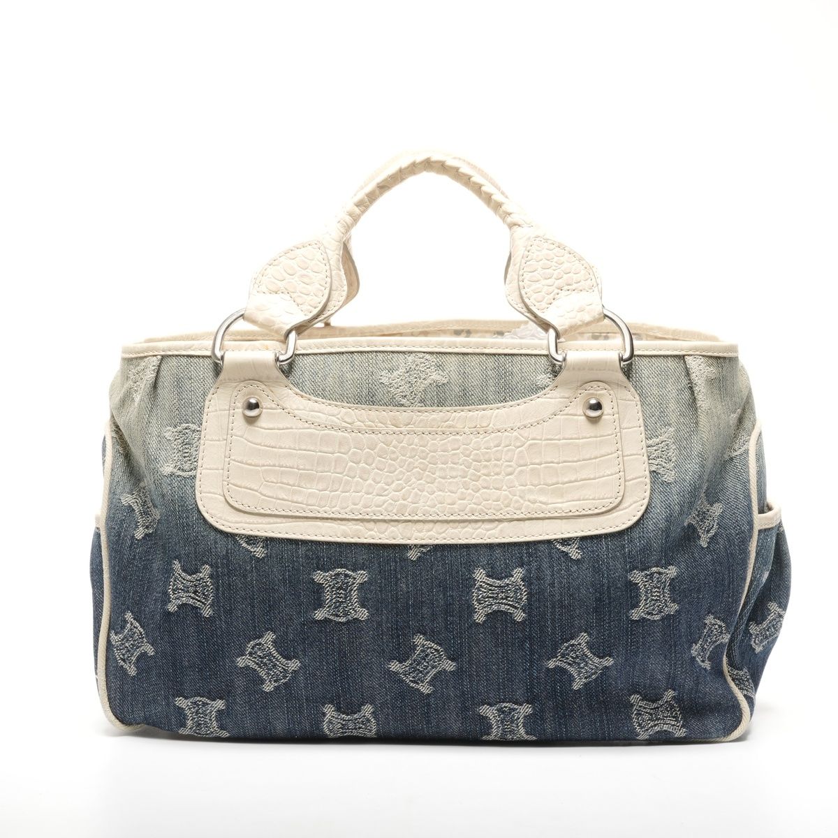 Celine Handbag Denim Embossed Leather Boogie Macadam — view 3