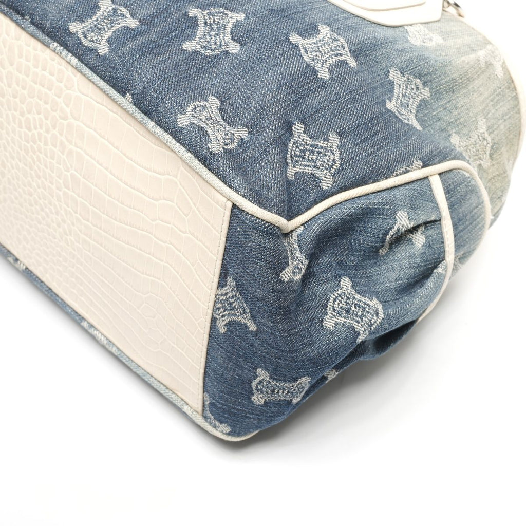 Celine Handbag Denim Embossed Leather Boogie Macadam — view 7