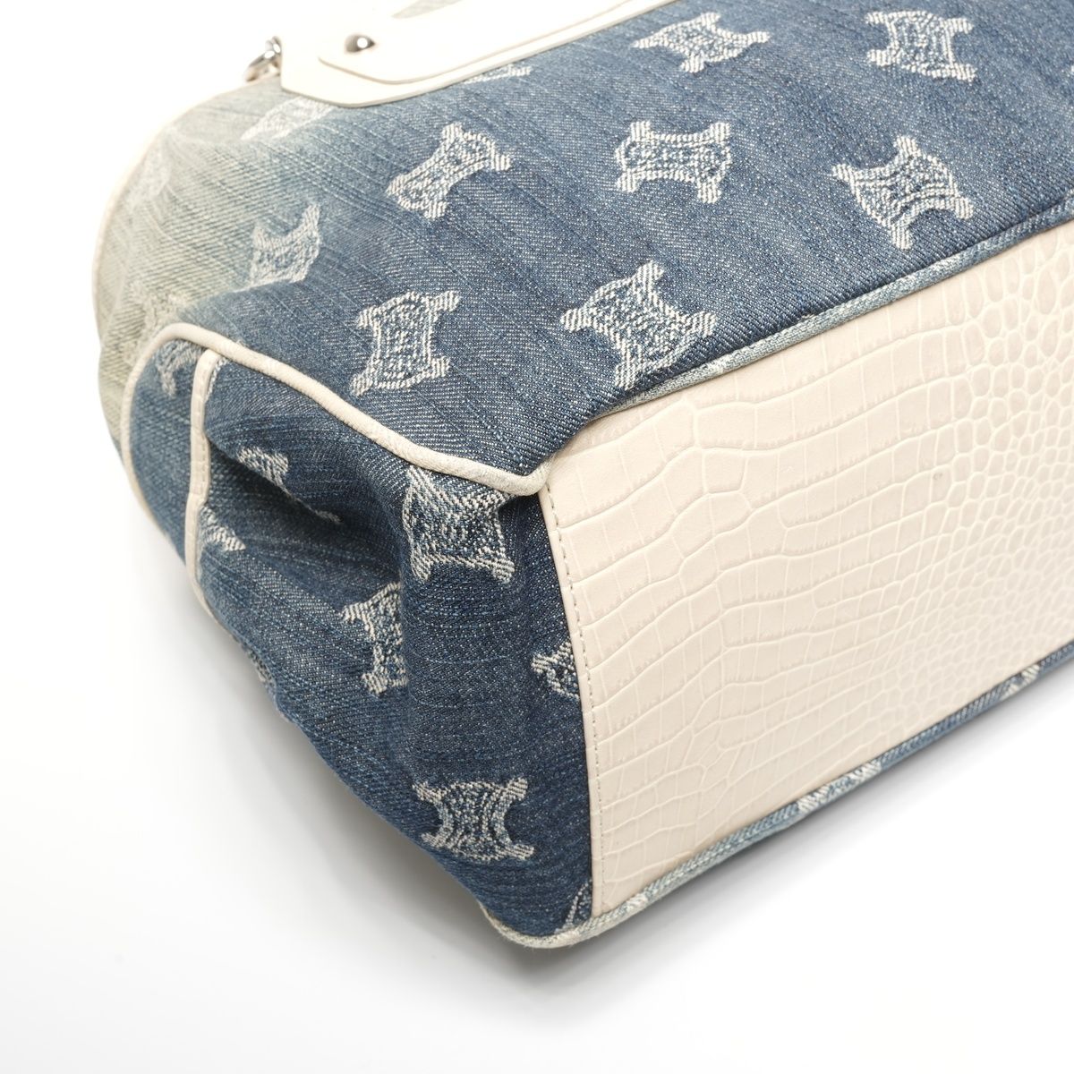 Celine Handbag Denim Embossed Leather Boogie Macadam — view 6