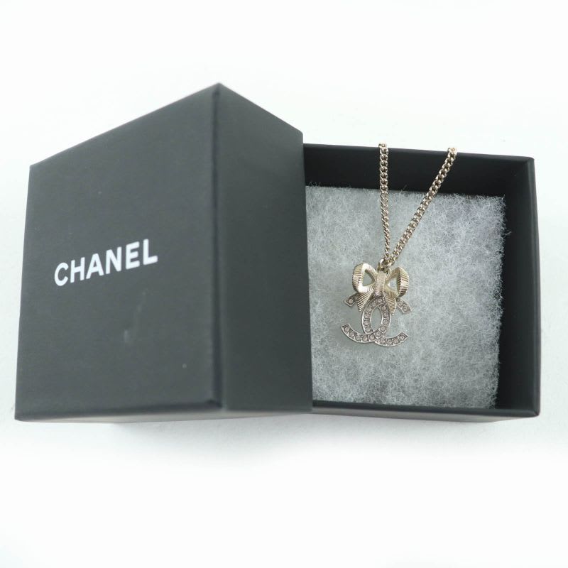 Chanel B24K Coco Mark Ribbon Rhinestone Necklace Chien Pan — view 3