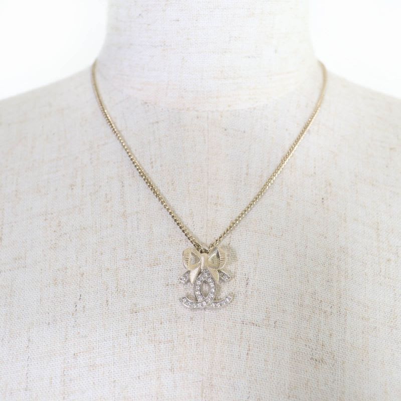 Chanel B24K Coco Mark Ribbon Rhinestone Necklace Chien Pan — view 5