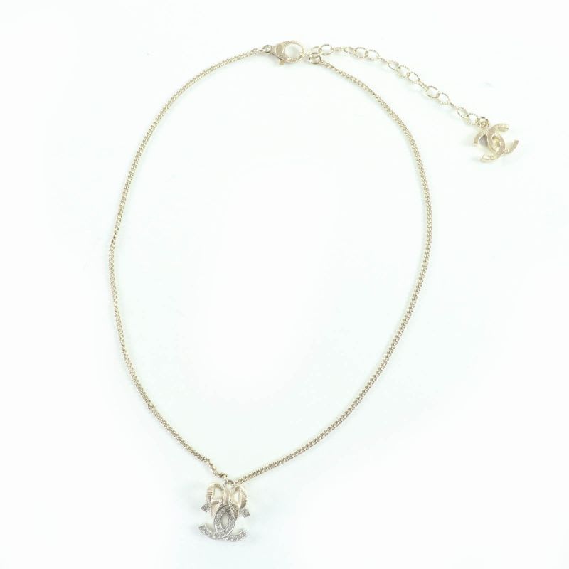 Chanel B24K Coco Mark Ribbon Rhinestone Necklace Chien Pan — view 4