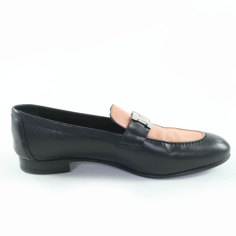 Hermes 17208 Z Moccasins Paris Silver Hardware Hhardware Leather Loafers Black — view 5