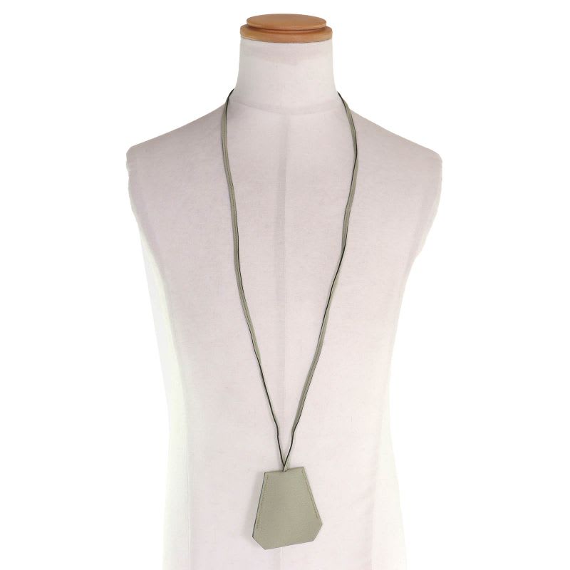 Hermes Leather Margiela Period Large Clochette Necklace Light Moss Green — view 6