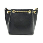 Chanel Shoulder Bag Draw St Ring Icon As5824 Leather Black
