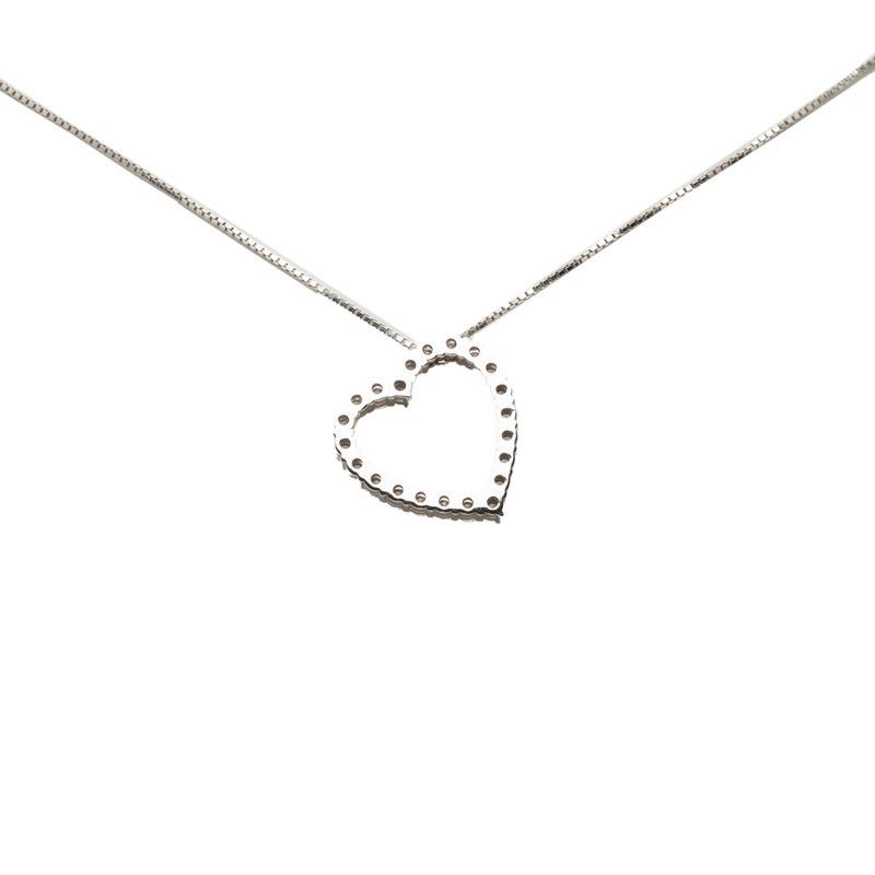 Gucci Heart Motif Diamond Pendant Necklace 18K White Gold — view 3
