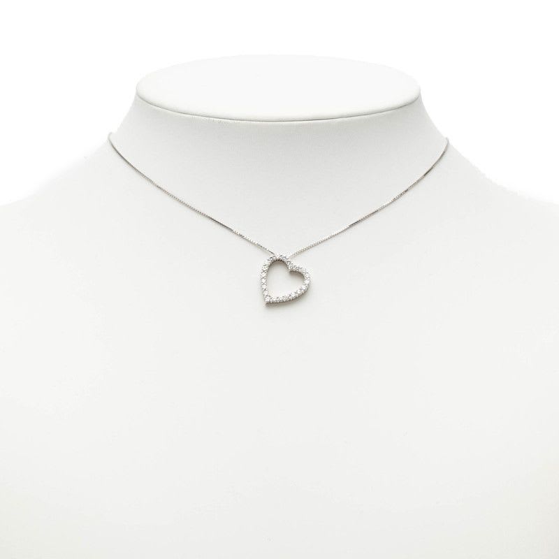 Gucci Heart Motif Diamond Pendant Necklace 18K White Gold — view 8